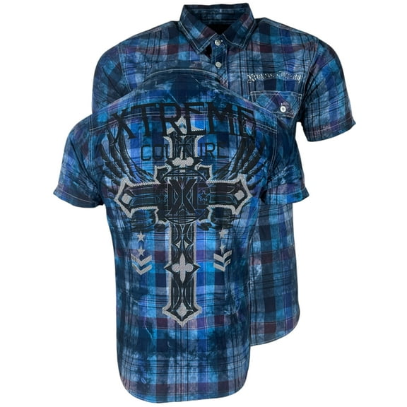 Xtreme Couture by Affliction Men's Button Down Shirt Faith & Trust