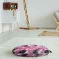 thumbnail image 3 of Whale Round Floor Cushion with Handle, Narwhal Mammal Ocean Animal Open Sea Abstract Depiction Illustration, Decorative Pillow for Living Room & Dorms, 18" Round, Pink and Charcoal Grey, by Ambesonne, 3 of 4