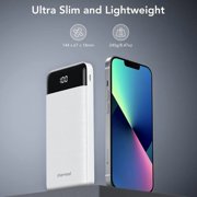 Charmast Ultra-Slim 10000mAh Portable Charger with Built-in Cables ,featuring 6-output & 3-input fast charging, compatible with all smartphones, tablets and USB-C devices, perfect for travel