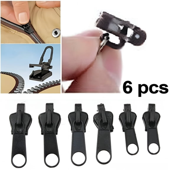 TALENO Universal Zip Repair Replacement Kit. 3 Sizes 6 Pieces No Tools Zip Fixers