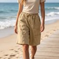 thumbnail image 7 of Wensltd Women Cargo Shorts Drawstring Elastic Waist Wide Leg Casual Summer Pocket Trousers, 7 of 7