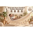 thumbnail image 2 of Boho Hammock Patio Hammock Vintage Tassle Hammocks Soft Cotton Canvas Fabric Suitable for 2 Adults, 2 of 9