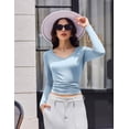 thumbnail image 4 of Ekouaer Womens 3 Pack Long Sleeve Shirts V Neck Ribbed Slim Fit Basic Tops Thermal Undershirts Casual Tee, 4 of 6