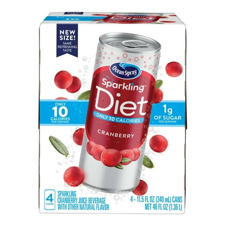 2 Pack Ocean Spray Sparkling Diet Cranberry Juice Beverage 11.5 oz Cans