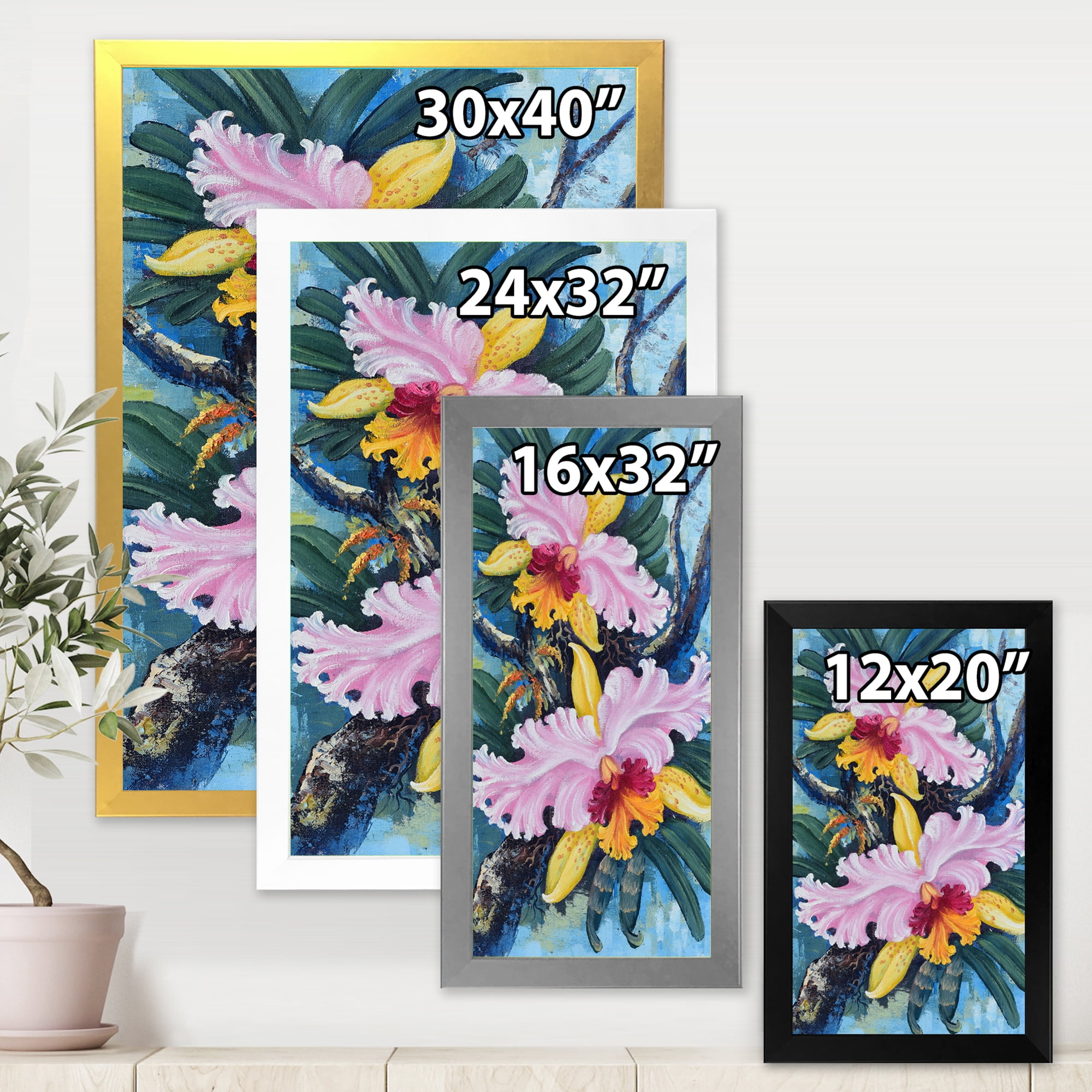 Designart 'Ancient Forest Orchids I' Traditional Framed Art Print