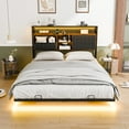 thumbnail image 2 of Zimtown Queen Floating Bed Frame, Platform Bed with Charging Station, No Box Spring Needed, Black, 2 of 12