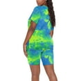 thumbnail image 5 of Women Casual 2 Piece Outfit Two Short Sleeve V Neck Biker Shorts Set, 5 of 7