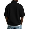 thumbnail image 6 of gbyLJF Quarter Zipper Sweatshirts for Men Short Sleeve Loose Fit Summer Tops Solid Color Spring Mens Pullover, 6 of 8