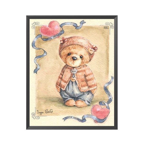 Cuadros Decorativos Punto de cruz completo 11CT hilo de algodón DIY LOVE Bear Doll impreso bordado Wdftyju embutido en tela