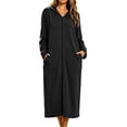 thumbnail image 2 of SELONE Bathrobes for Women Zip Front Plus Size Long Dress Full Zip Long Sleeve Hooded Robe with Pockets Cozy Homewear, 2 of 9