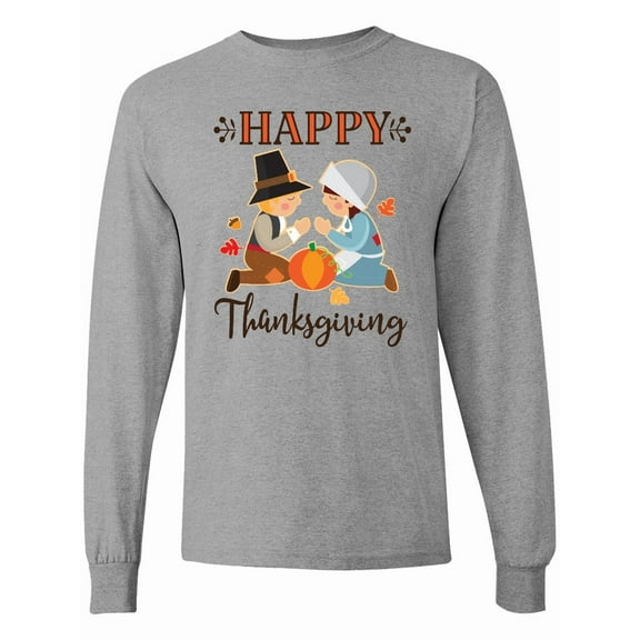 Inktastic Happy Thanksgiving Pilgrim Prayer Blessing Religious Long Sleeve T-Shirt