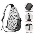 thumbnail image 3 of Sling Backpack,Halloween Bat Pattern Sling Bag with Water Bottle Holder,Waterproof Sling Bag for Men/Women with Headphone Jack for Hiking,Travel, 3 of 6