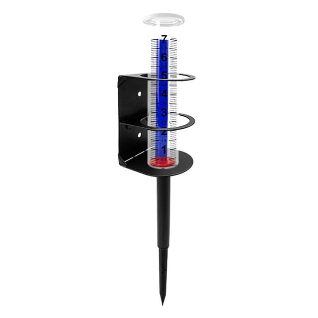Pluviómetro para exteriores con estaca de metal, gran capacidad, para jardín, césped, patio, valla, patio, granja, tubo medidor de agua con soporte de montaje.