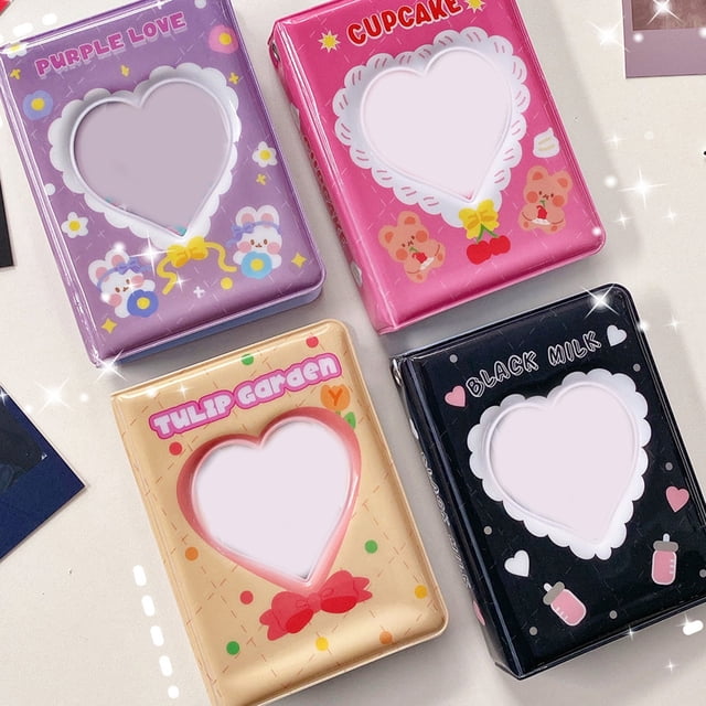 Visland Photo Album Kpop Card Binder Heart Hollow Photo Album Photocard Holder Instax Album Mini Idol Card Album Collectible Book 3 Inch,Purple