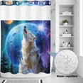 thumbnail image 2 of No Hook Shower Curtain, Abstract Art Wolfs Shower Curtains for Bathroom with See Through Top Window, Blue Moon Forest Black Waterproof & Washable Bath Curtain Stall 48"x72", 2 of 9