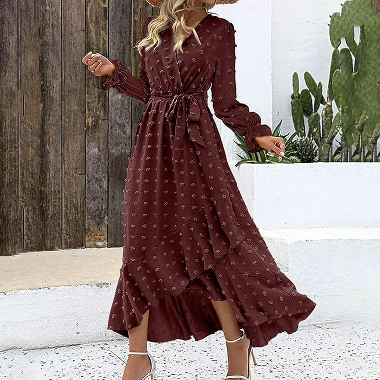 Long sleeve boho midi dress discount