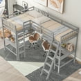 thumbnail image 3 of CoSoTower Wood Twin Size L-Shaped Loft Bed with Ladder and 2 Built-In L-Shaped Desks, Gray, 3 of 9