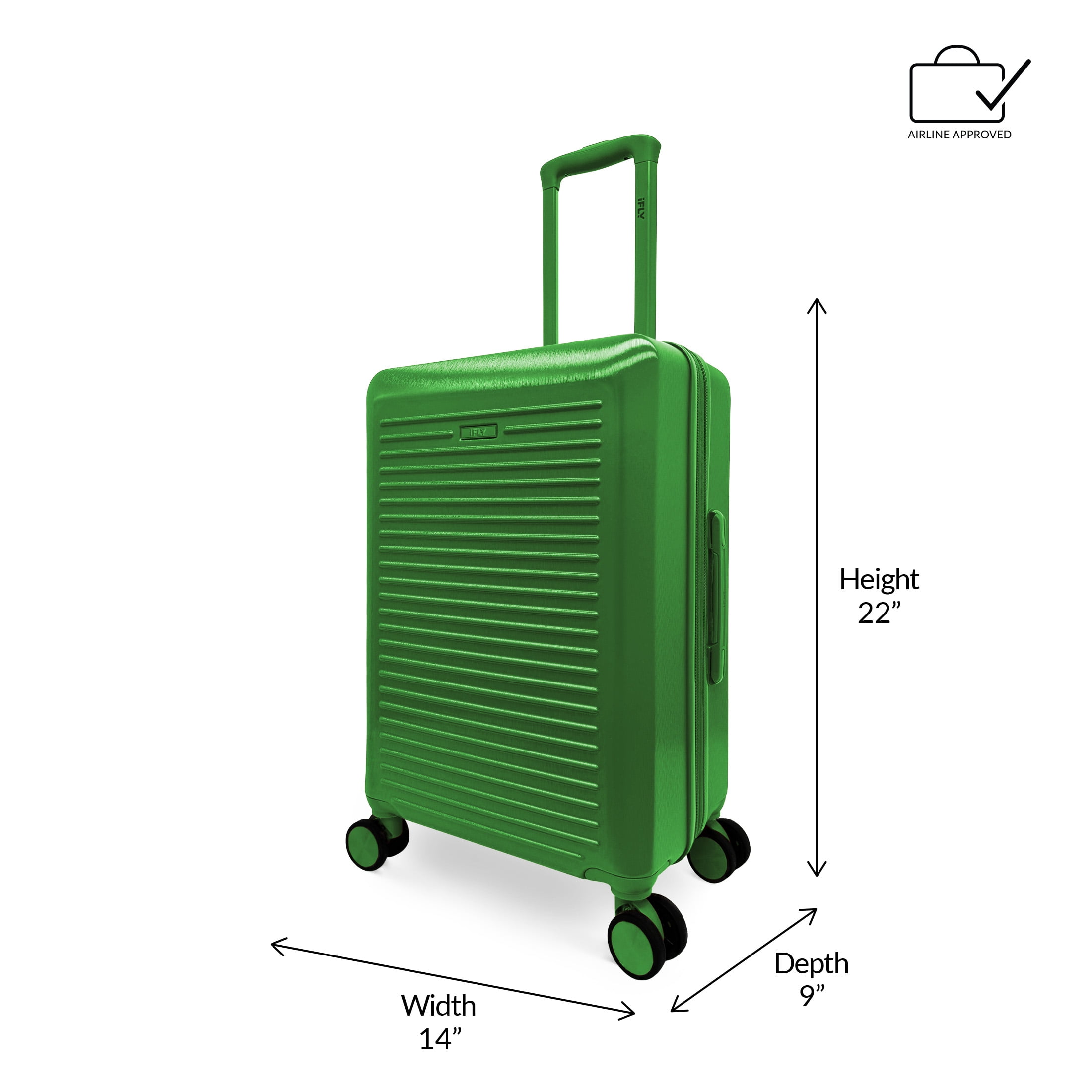 iFLY Volt 20" Expandable Hardside Spinner Carry-On Luggage, Hunter Green