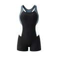 thumbnail image 5 of One Piece Swimsuit Women Color Block Scoop Neck Racerback Boyleg Bathing Suit Swimwear, 5 of 5