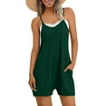 thumbnail image 5 of Wiyuqeen Womens Rompers Summer Casual Loose Sleeveless Overalls Spaghetti Strap Shorts Jumpsuit Solid Beach Vacation Outfits with Pocket, 5 of 8