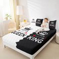 thumbnail image 4 of Homewish White Black Full Size Sheets,Queen And King Crown Bed Sheets,Rhombus Geometric Sheet Sets For Boys Girls,Microfiber Bedroom Decor,4 Pieces, 4 of 7