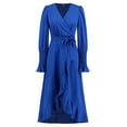 thumbnail image 6 of IROINNID Maxi Dress for Women Strapless V-Neck Wrap Dress Sexy Vintage V Neck Long Sleeve Solid Dresses Clearance,Blue, 6 of 9