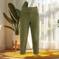 thumbnail image 5 of TEAJOPSUU Womens High Waist Ribbed Leggings Button Front Slim Fit Stretchy Yoga Pants Fall Winter Warm Knitted Tummy Control Leggings Olive Green, 5 of 5