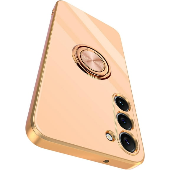 Compatible for Samsung Galaxy S23 Plus Case with Ring Holder Kickstand [with Magnetic] Soft TPU Shockproof Electroplated Protective Phone Case for Galaxy S23  5G Pink