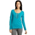 thumbnail image 3 of INTIMO Womens Ruffle Henley Pajama Sleep Top, 3 of 5