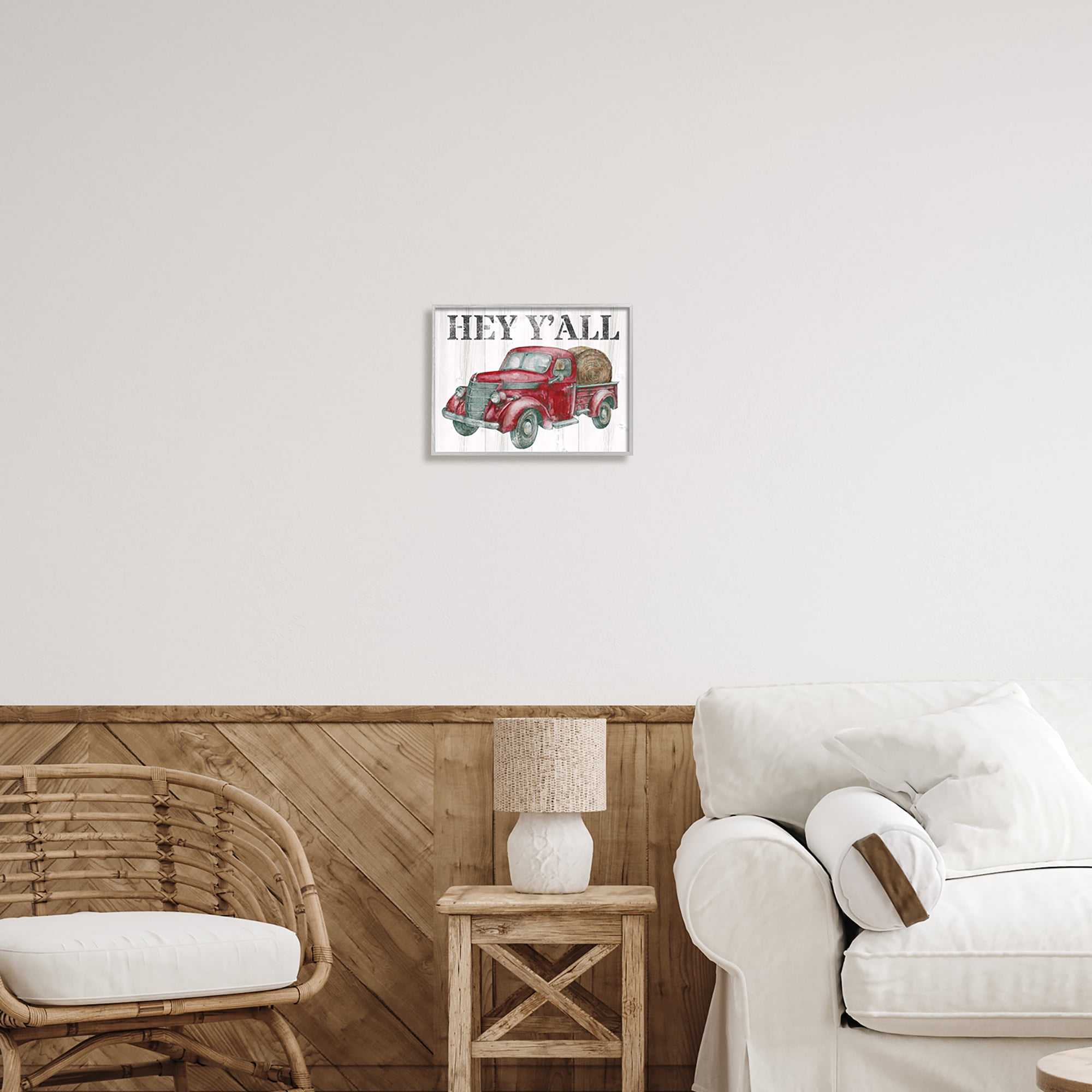 Stupell Industries Hey Y'all Country Truck Transportation Painting Gray Framed Art Print Wall Art, 14 x 11