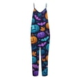 thumbnail image 5 of Halloween Jumpsuits for Women Candy Castle Wide Leg Backless Horror Overalls Skeleton Spiderweb Halter Funny Rompers, S, 5 of 6