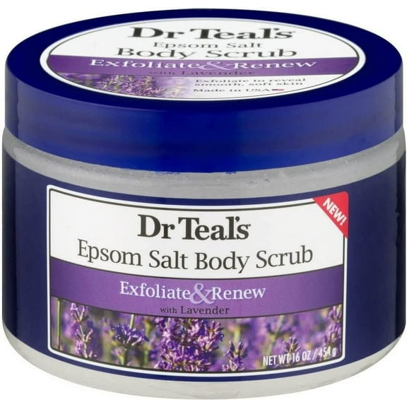 Dr. Teal's Epsom Salt Body Scrub Exfoliate & Renew w/ Lavender, 16 oz