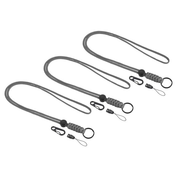 Uxcell 20" Paracord Lanyard Necklace Keyring Clasp Strap Badge Holder, Grey 3 Pack