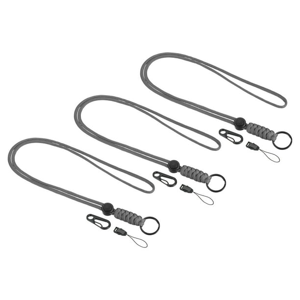Collar de cordón paracord de 20" de Uxcell, con gancho para llaves, soporte para insignias, paquete de 3 en gris