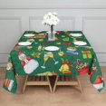 thumbnail image 3 of Green Christmas Santa and Snowman Pattern Square Tablecloth,Waterproof Square Table Cover,Wipeable Spillproof Washable Table Cover for Home Kitchen Party Decor 42"X42"(107x107cm), 3 of 6