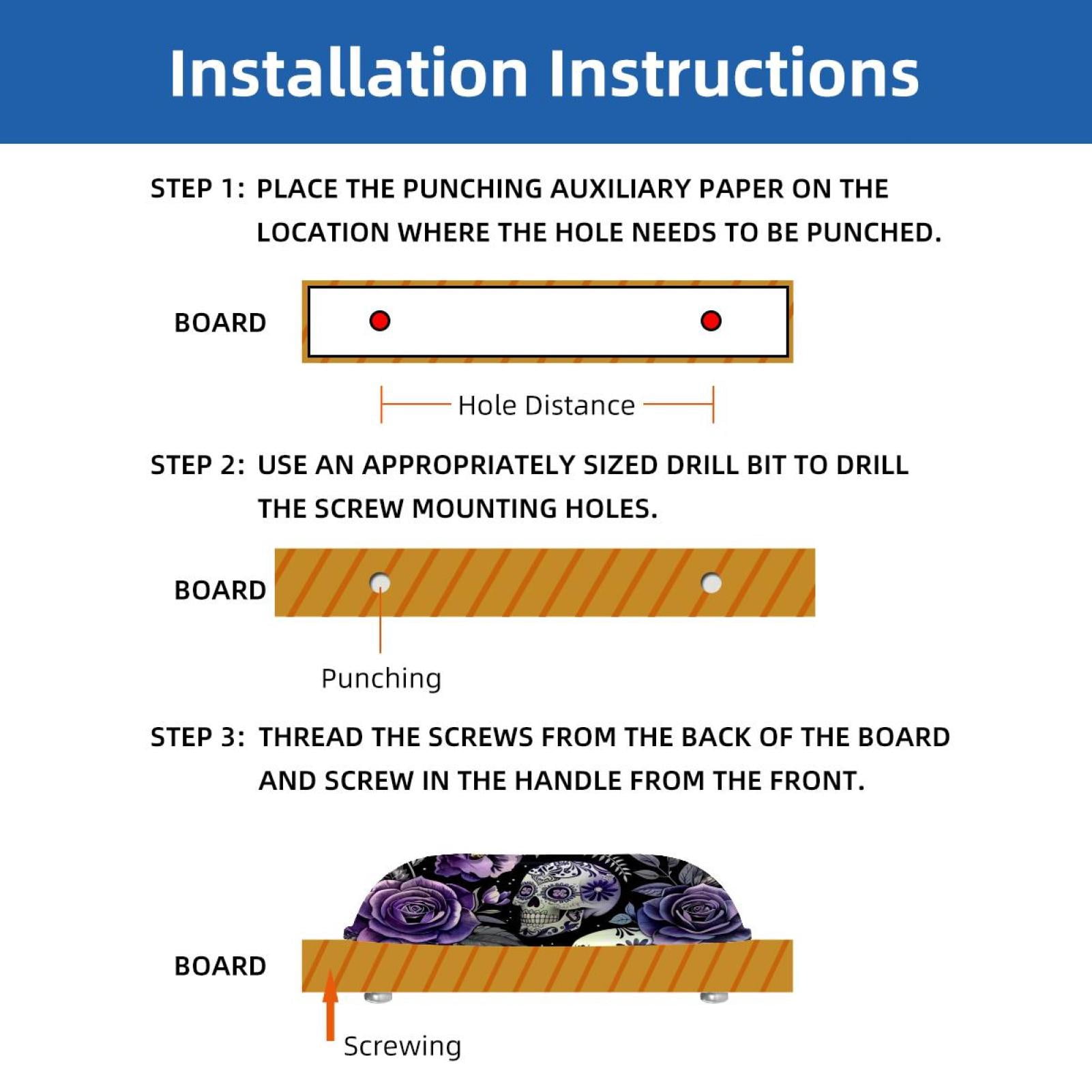PhooArto 6 Pcs Cup Drawer Pulls, Purple Rose Skull Pattern Shell Shape Handles Cabinet Knobs for Dresser Cupboard Closet Wardrobe with Screws