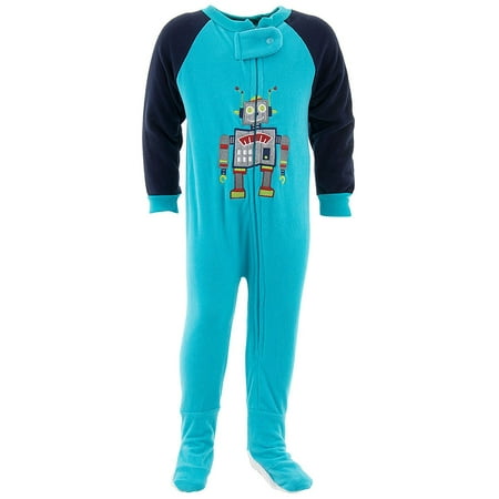 Mon Petit Boys Robot Blue Footed Pajamas