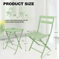 thumbnail image 5 of 3-Piece Patio Bistro Set Outdoor Furniture Set Folding Bistro Table and Chairs with Premium Steel Frame Weather Resistant Conversation Set for Bistro Balcony Porch Yard Garden，green, 5 of 9
