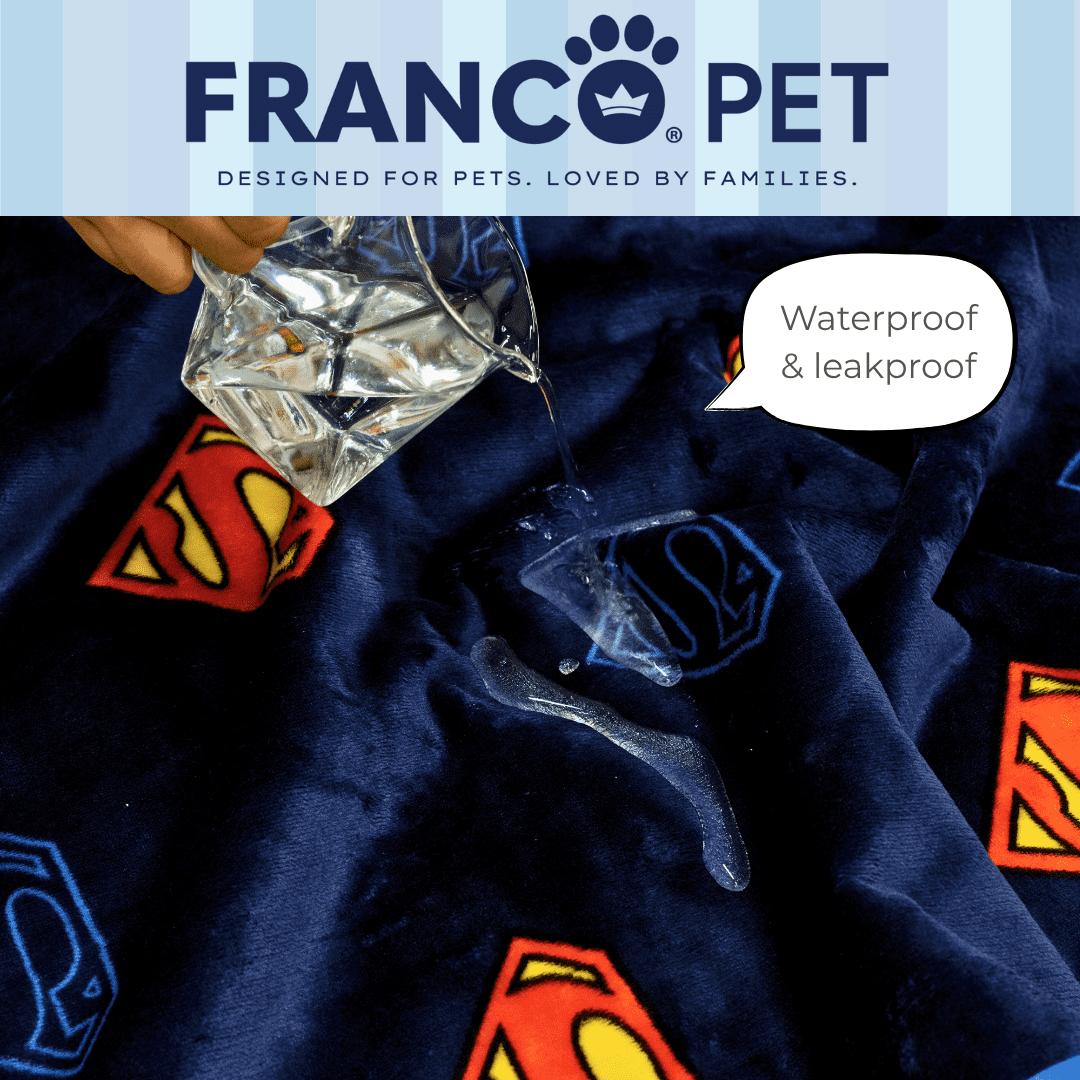 Superman Waterproof Fleece Sherpa Dog Pet Throw Blanket, 50x60 Large