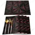 thumbnail image 2 of 4/6pcs Placemats Set Lines Texture Red Table Mats Cotton Linen Kitchen Accessories Home rative Coaster, 2 of 6