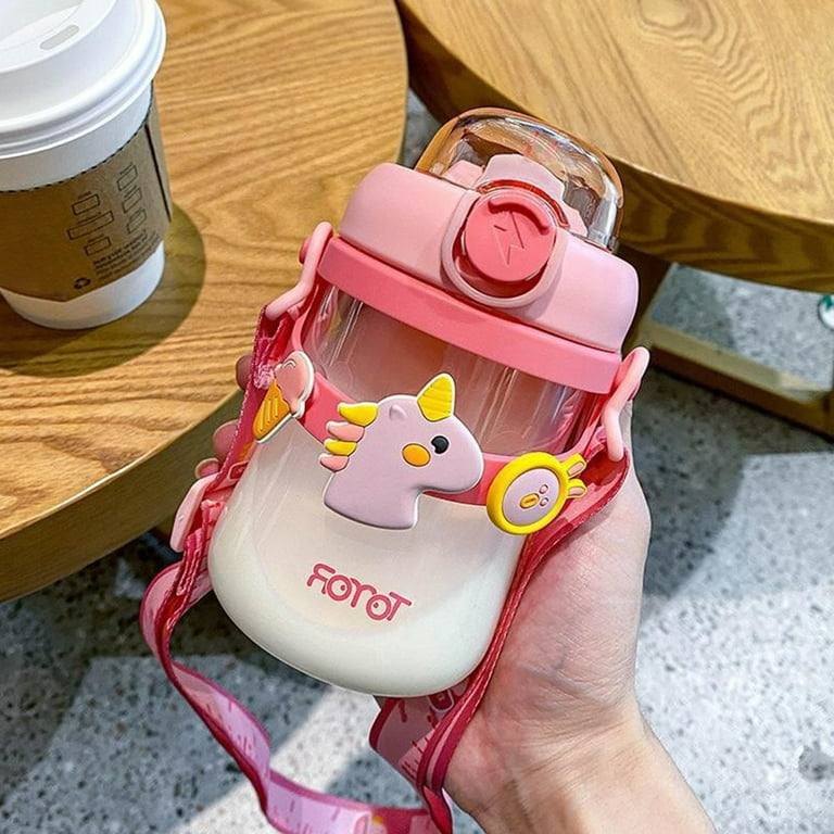 400ml Cup Water Bottle for Baby, Choke & Leak Proof Cup with Handle, Sippy Cup for Toddlers, Cartoon Portable Baby Leak Proof Straw Sippy Cup, Red