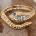 thumbnail image 4 of LBG British Made 9k Rose Gold Genuine Natural Aquamarine & Sapphire Womens Band Ring - 33 size options - Size 5.5, 4 of 6