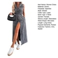 thumbnail image 7 of Joernso Women Denim Shirt Dress Summer Sleeveless Button Down Maxi Dress with Belt Lapel V Neck Long Jean Dress with Pockets, 7 of 7