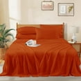 thumbnail image 3 of 4 Piece 100% Egyptian Cotton Sheets 800 Thread Count Hotel Quality Smooth & Soft Bedding Sheet Set Twin Size - 15" Inch Deep Pocket - Burnt Orange Solid, 3 of 7