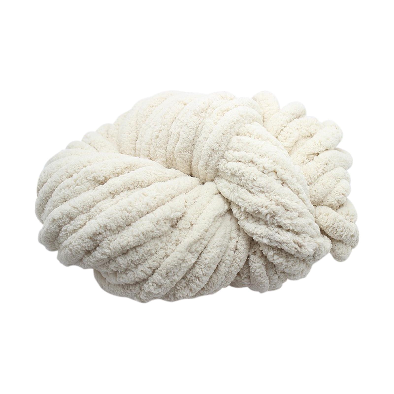 Tachiuwa Chunky Chenille Yarn for Crocheting, Bulky Thick Yarn for Knitting,Super Bulky Chunky Yarn for Hand Knitting Blanket Beige