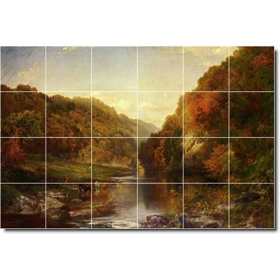 Ceramic Tile Mural-Thomas Moran Landscapes Painting 527. 25.5" w x 17" h using (24) 4.25 x 4.25 ceramic tiles