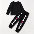 thumbnail image 7 of XAOFW Boys Girls Halloween Pajamas Skeleton Heart Print Long Sleeve Tops Pants Toddler Kids Fall Winter Soft Cozy Sleepwear 3-4 Years, 7 of 7