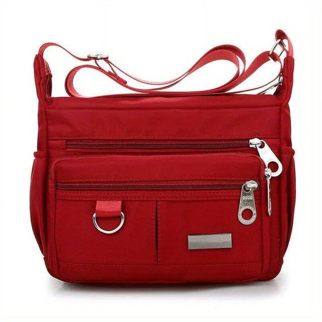 LHSHID Multi-pocket crossbody bag for women, nylon, shoulder messenger travel handbag with adjustable strap