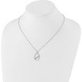 thumbnail image 4 of Sterling Silver Rh Plated White Ice .03Ct. Diamond Oval Necklace (20 X 16) Made In India -Jewelry By Sweet Pea, 4 of 10