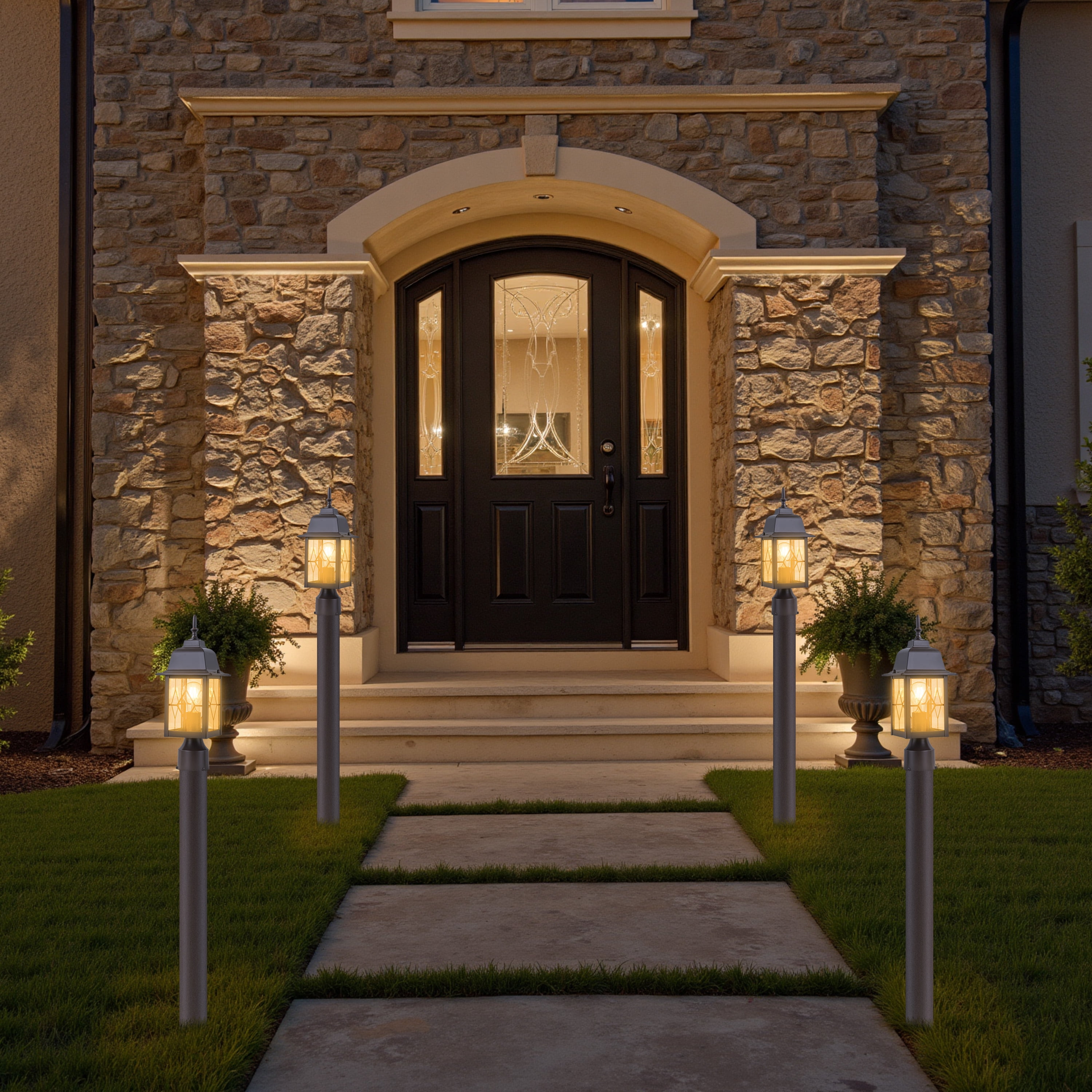 C Cattleya 16in Oil-Rubbed Bronze Outdoor Post Light with Seeded Glass for Walkway, Backyard or Garden